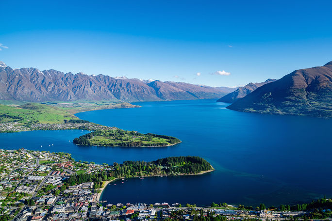 Aerial view of Queenstown, New Zealand