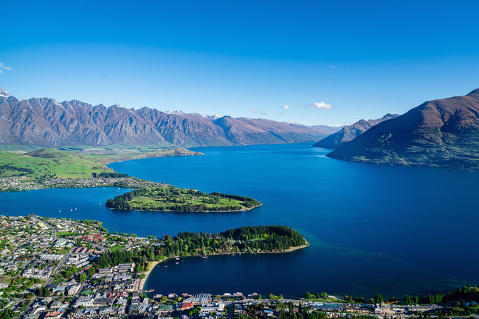 Aerial view of Queenstown, New Zealand Aerial view of Queenstown, New Zealand