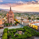 Aerial View of San Miguel de Allende in Guanajuato, Mexico.