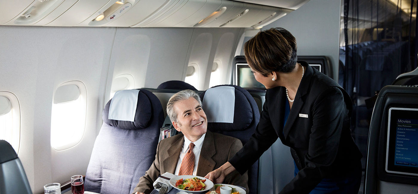 Image: United Airlines' First-Class Meal Service. (Photo courtesy of United Airlines)