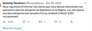 Sunwing tweet