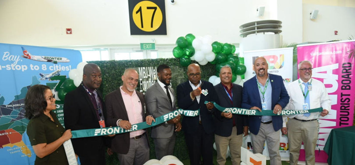 Image: Hon Edmund Bartlett (fourth right) performed the symbolic ribbon cutting at Sangster International Airport (Jamaica Tourist Board)