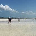 The calm, shallow waters of Passion Island