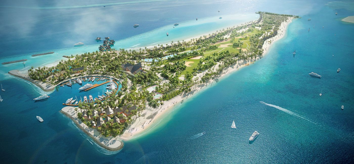 Image: Aerial rendering of Al Nawras Island, LXR Hotels & Resorts, opening in 2023. (photo via Hilton) ((photo via Hilton))