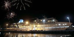 Fireworks on the Gauguin for the 25th anniversary celebration. 