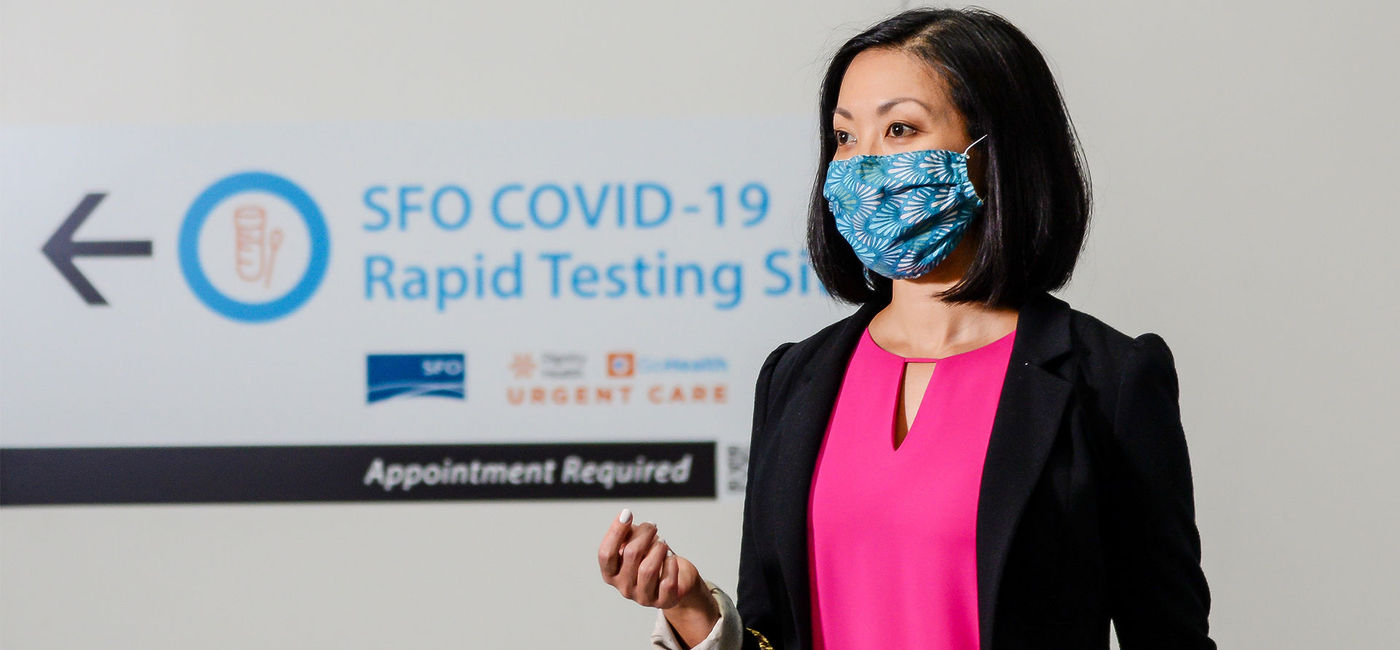Image: Calgary has brought in rapid COVID-19 testing, seen here at SFO. (United Airlines)