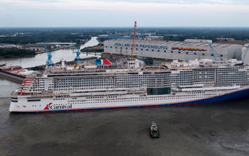 Carnival Jubilee floats out at at Meyer Werft in Papenburg, Germany