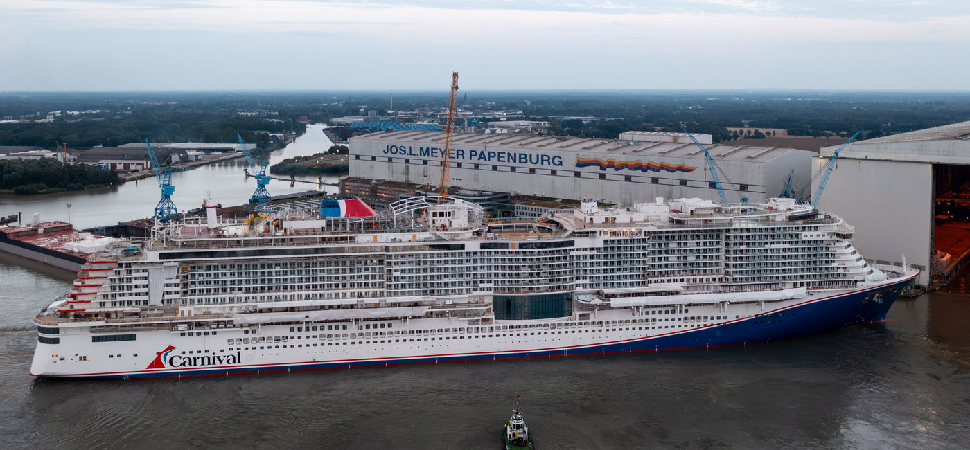 Image: Carnival Jubilee floats out at at Meyer Werft in Papenburg, Germany. (Photo Credit: Carnival Cruise Line)