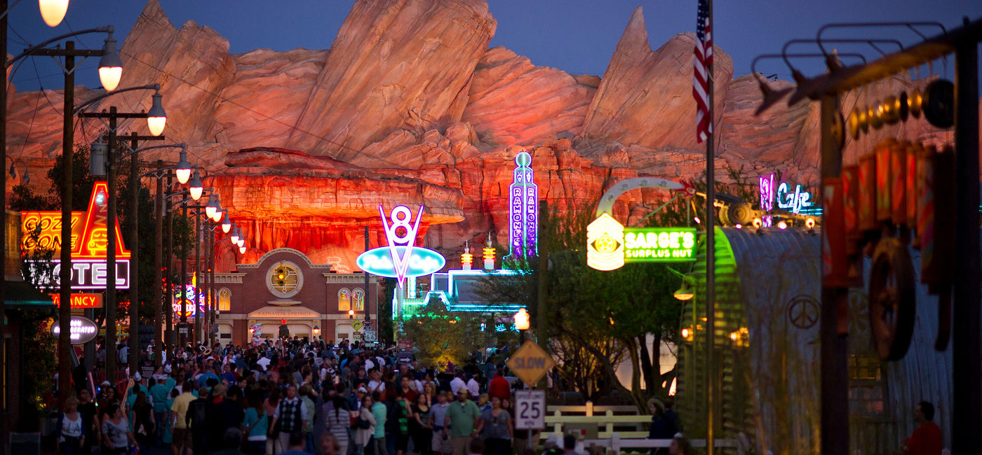 Image: The 12-acre Cars Land at Disney California Adventure park (Photo via Matt Stroshane/Disneyland Resort)