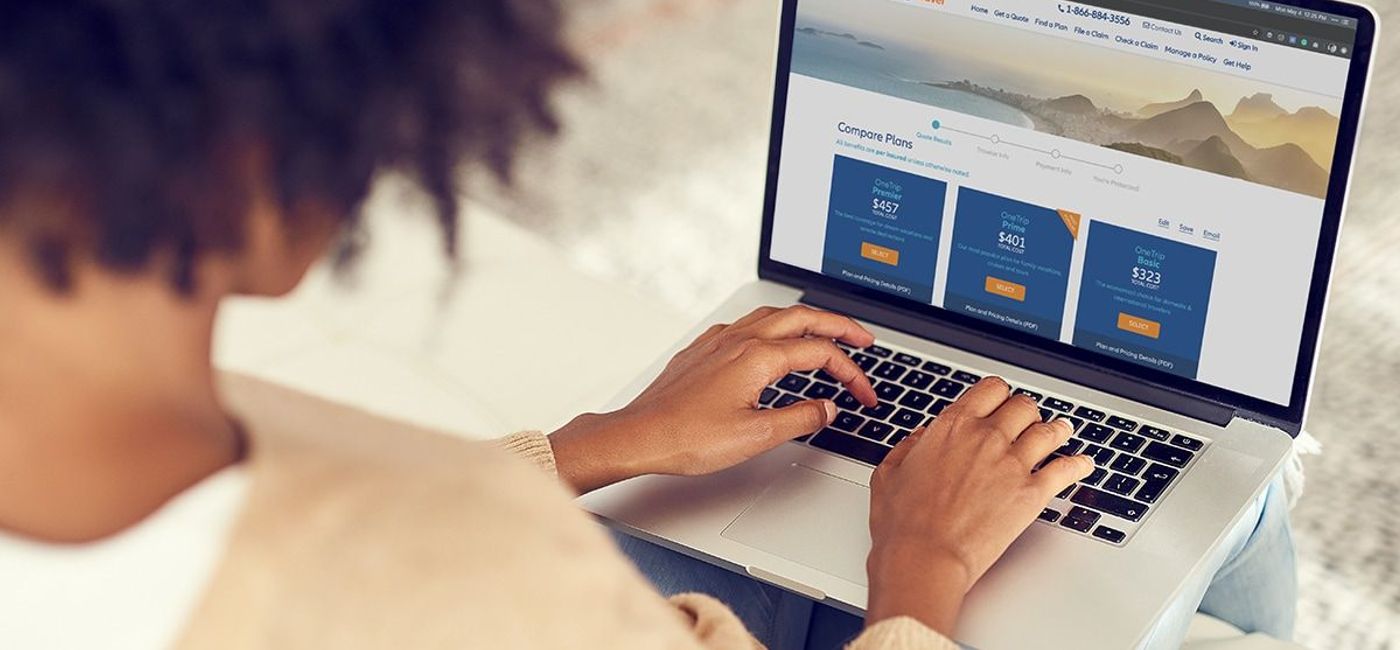 Image: Woman comparing travel insurance plans. (photo courtesy of Allianz Partners USA)