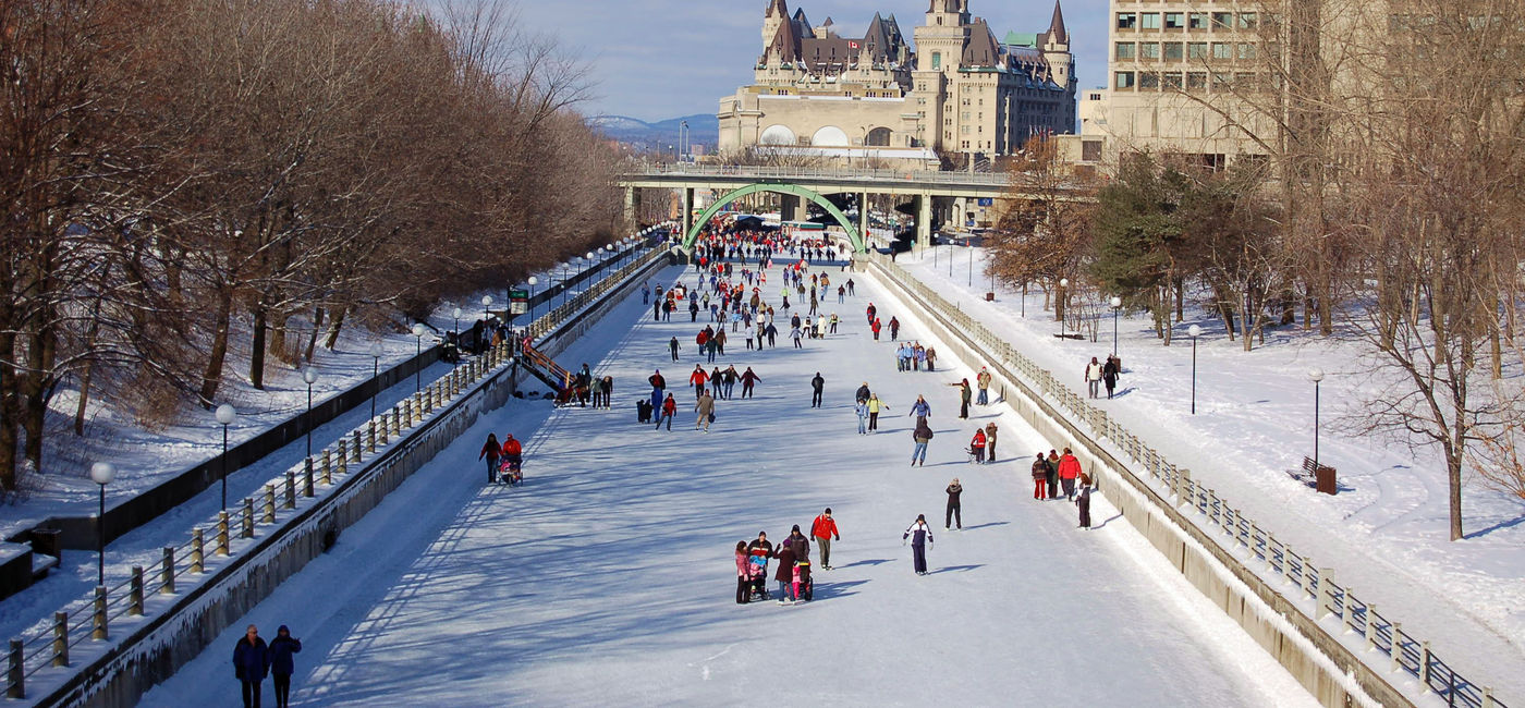 Image: People ice skating on the Rideau Canal in Ottawa. (photo via E+ /  charrongolf)
