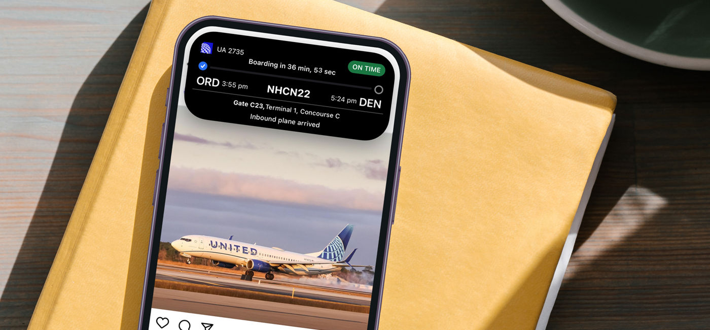 Image: United Airlines supports Live Activities for iPhone. (Photo Credit: United Airlines Media)