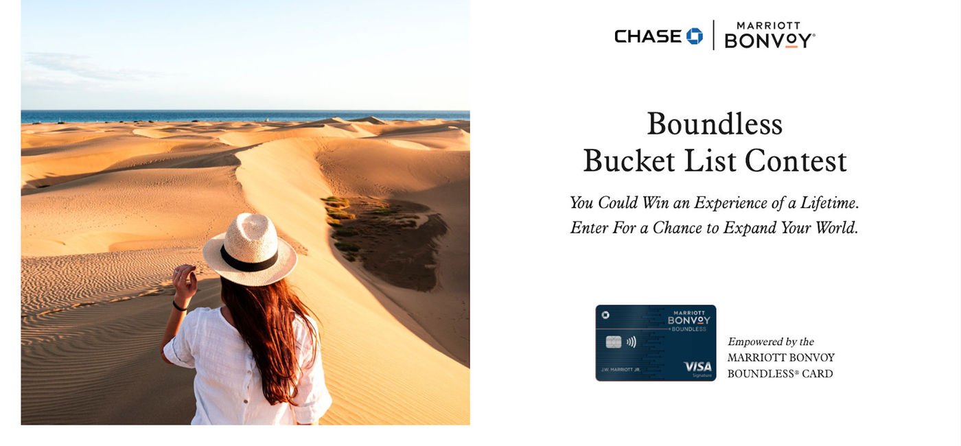 Image: The Boundless Bucket List Contest runs through October 6, 2022. (photo courtesy of Chase and Marriott Bonvoy)