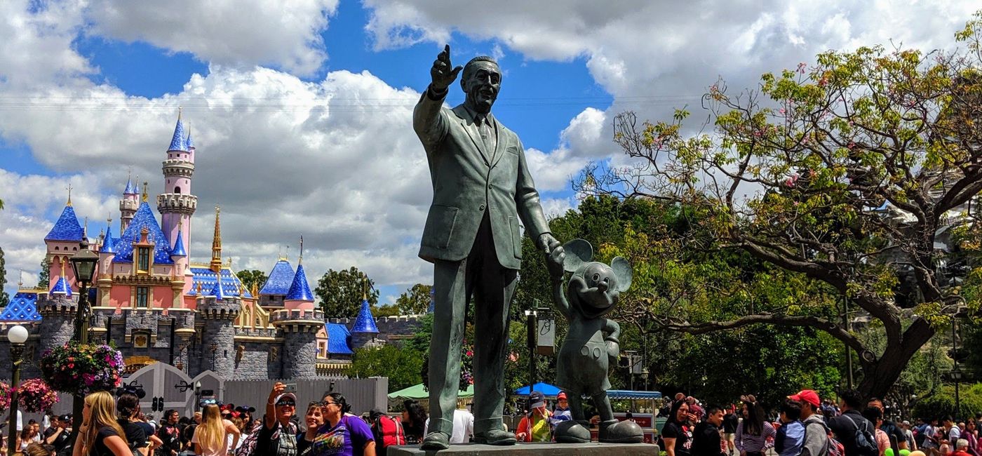 Image: Partners Statue in front of the recently rehabbed Sleeping Beauty's Castle (Photo via Eric Bowman)