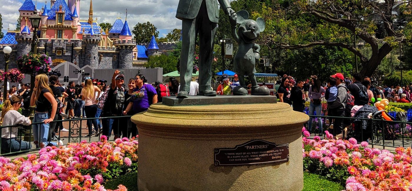 Photo: Partners Statue in front of the recently rehabbed Sleeping Beauty's Castle (Photo via Eric Bowman)