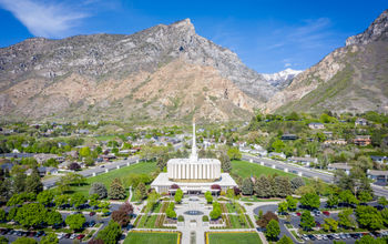 Aerial of Latter-day Saint Provo Temple, utah 