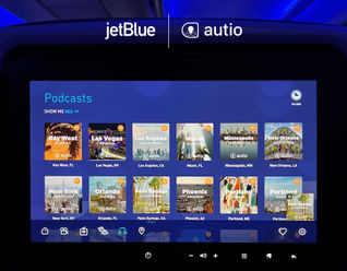 Autio, JetBlue, Kevin Costner, audio, content, library, podcasts, in-flight, entertainment, seatback screens