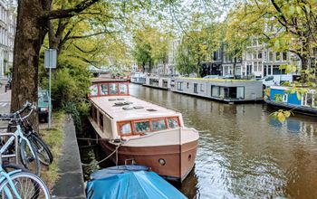 Houseboats along a canal in Amsterdam