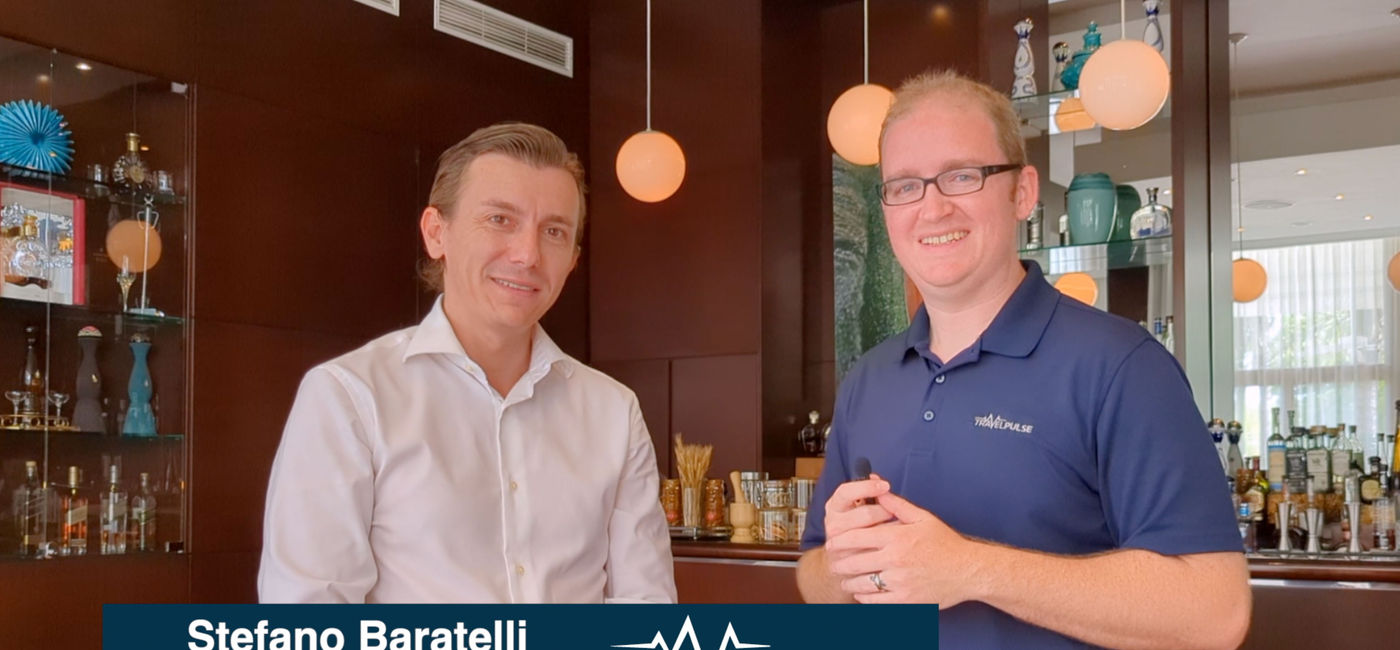 Photo: TravelPulse Executive Editor Eric Bowman interviews Stefano Baratelli, Eden Roc at Cap Cana Managing Director  (Photo Credit: Eric Bowman)