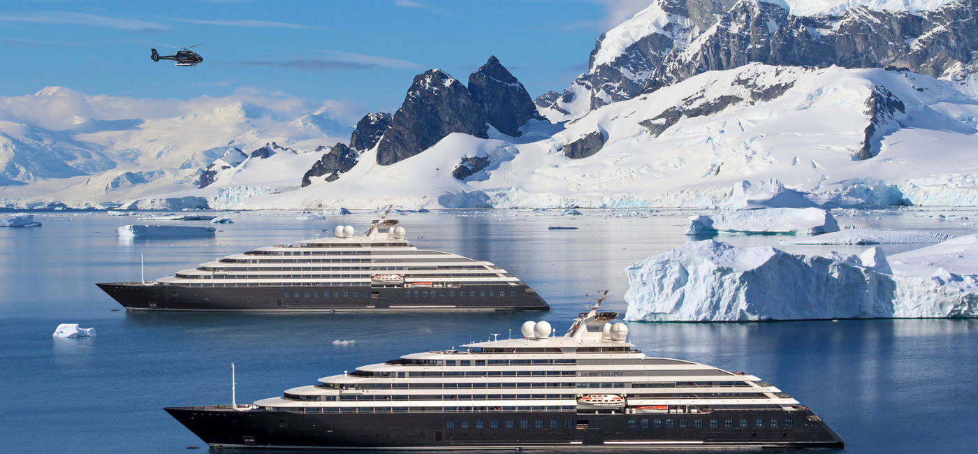 Image: The Scenic Eclipse I and Scenic Eclipse II in the Gerlache Strait of Antarctica. (photo via Scenic Luxury Cruises & Tours) ((photo via Scenic Luxury Cruises & Tours))