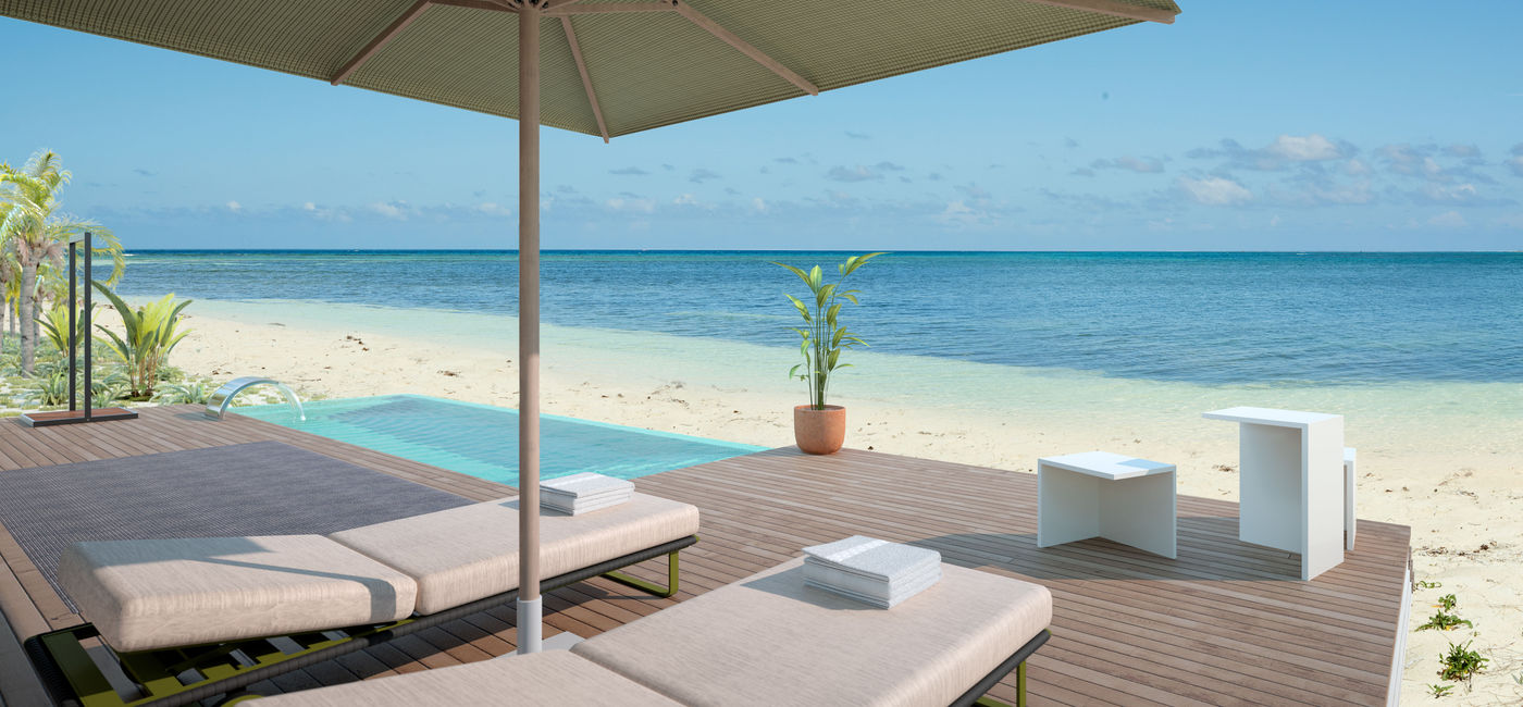 Image: PHOTO: Beach villa terrace at Excellence Oyster Bay. (photo via The Excellence Collection)
