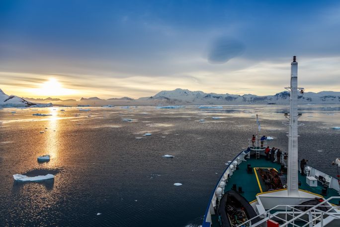 Icebergs drifting at Lemaire Channel, Antarctica