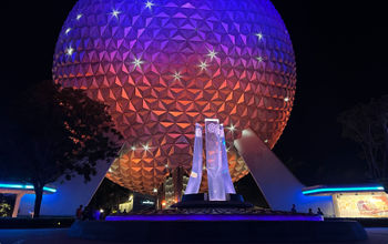 EPCOT entrance - Spaceship Earth at night