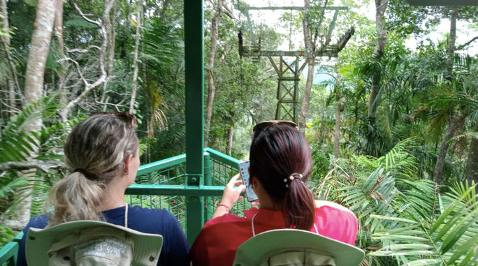 At Gamboa Rainforest, visitors ride the jungle by cable car At Gamboa Rainforest, visitors ride the jungle by cable car
