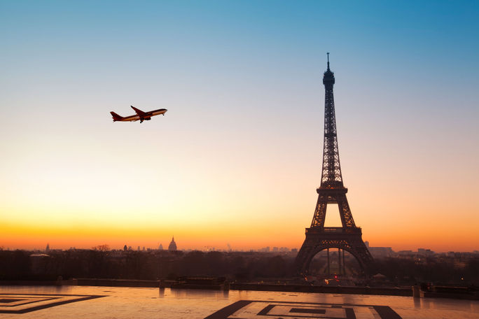 Travel to Paris. Eiffel tower at sunrise