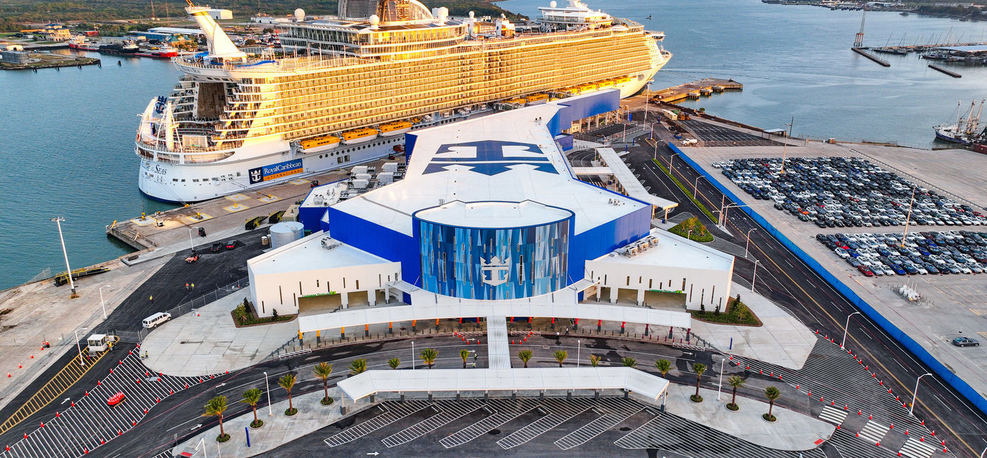Image: Royal Caribbean International’s new $125 million cruise terminal in Galveston. (photo via Royal Caribbean International Media)