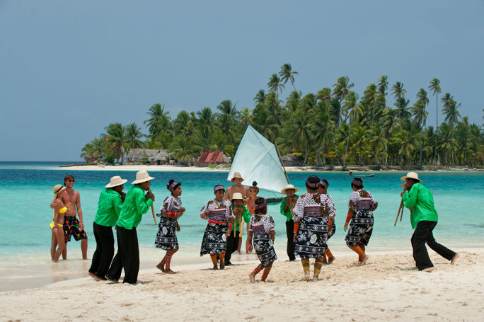 The Guna Yala performing a traditional dance in the San Blas Islands in Panama. Guna, indigenous cultures in Panama, Panama Tourism Authority