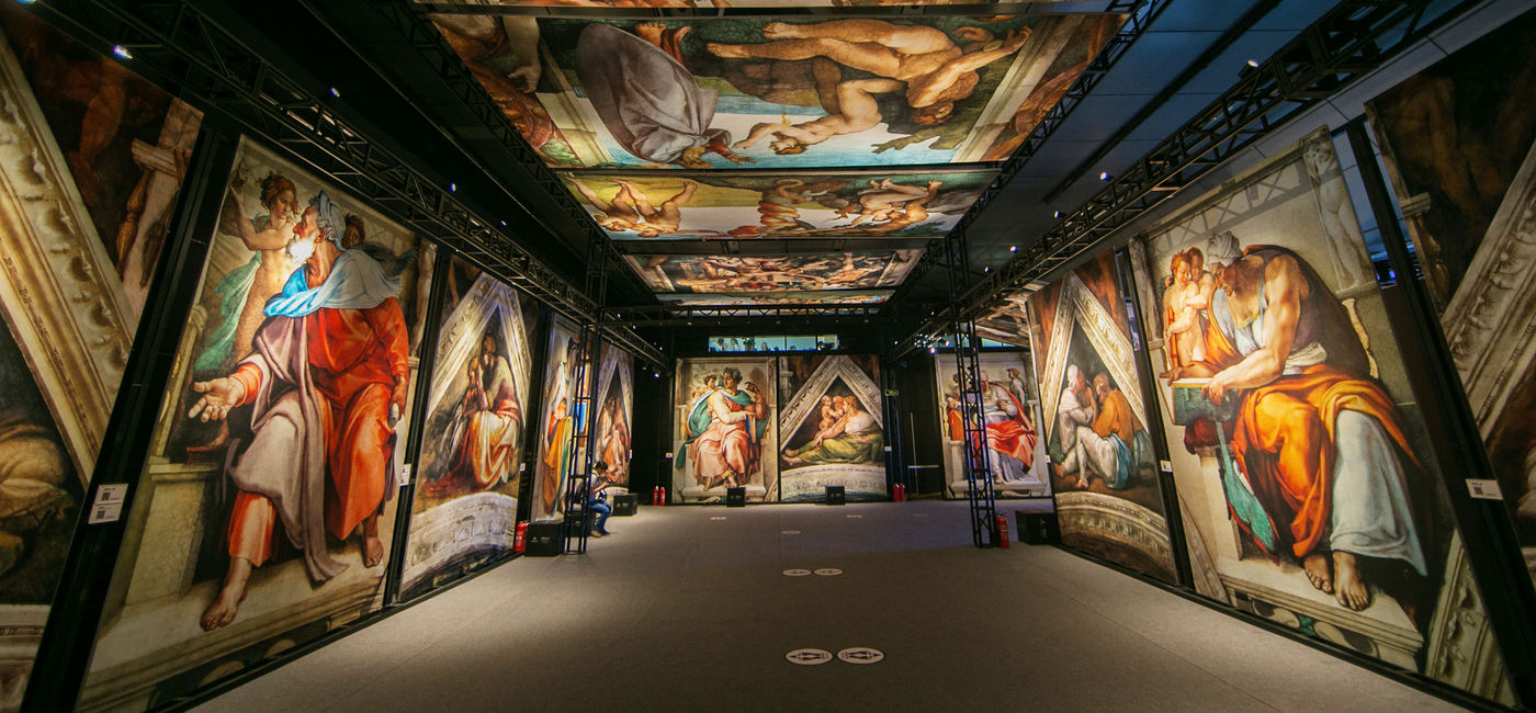 Image: Michelangelo’s Sistine Chapel: The Exhibition at the Cathedral Cultural Center on the Christ Cathedral Campus in Orange County, CA. (Photo Courtesy of MICHELANGELO’S SISTINE CHAPEL: THE EXHIBITION) (Courtesy of MICHELANGELO’S SISTINE CHAPEL: THE EXHIBITION)