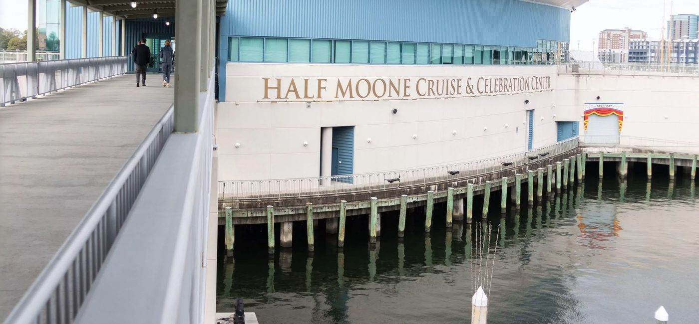 Image: Exterior of the Half Moone Cruise & Celebration Center in Norfolk, Virginia, where over 100,000 cruise guests will visit in 2023. (photo via Carnival Cruise Line) ((photo via Carnival Cruise Line))