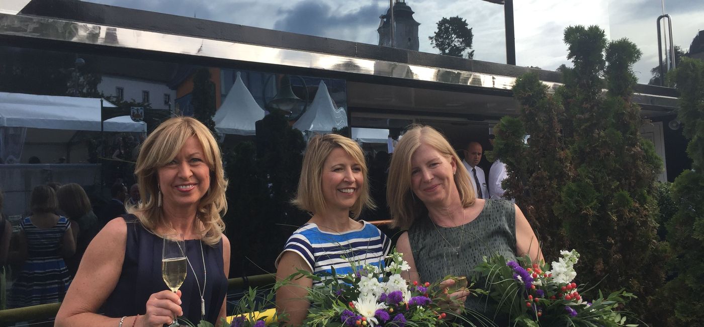 Image: PHOTO: TV personality Samantha Brown, center, poses with AmaWaterways’ Kristin Karst, left, and Susan Murphy, daughter of the company’s co-founder Jimmy Murphy. (Photo by Theresa Norton)