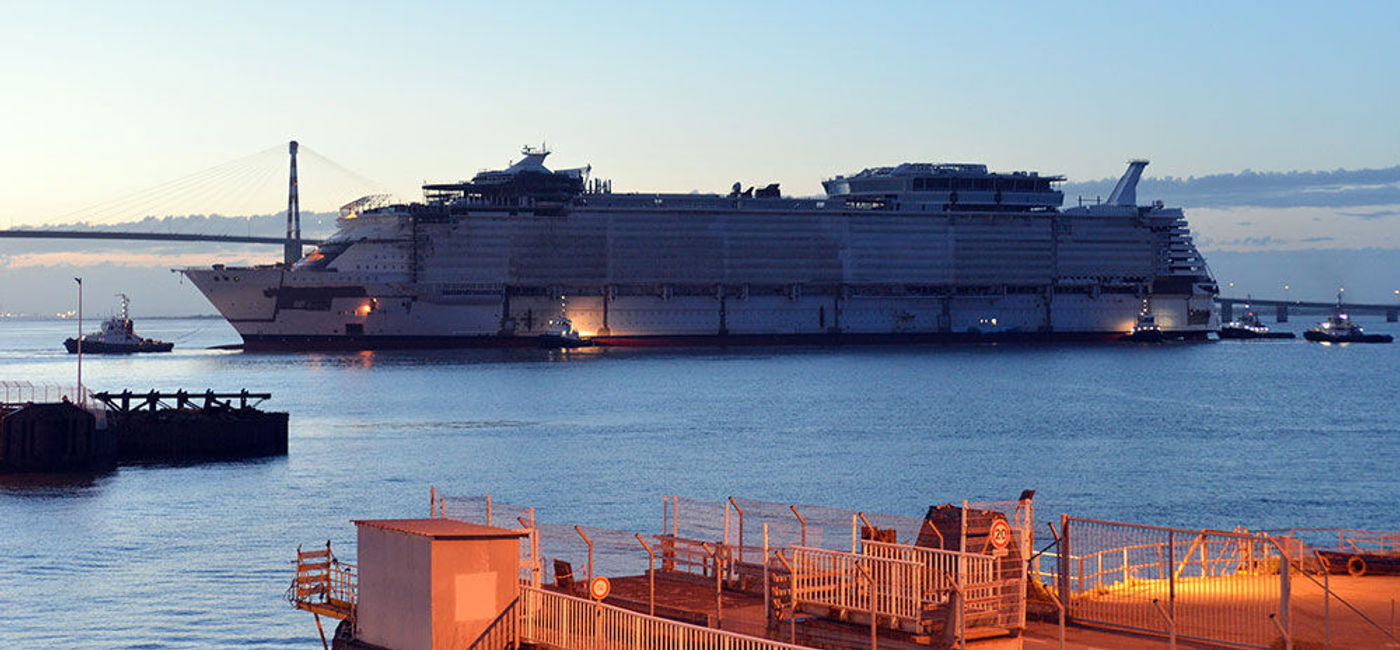Image: PHOTO: Royal Caribbean International's Symphony of the Seas floats out for the first time. (photo courtesy of Royal Caribbean International)