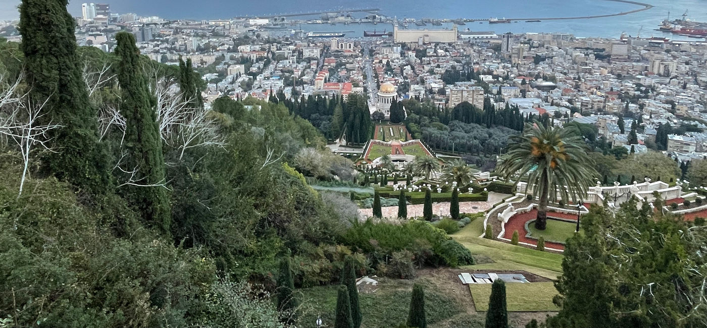 Image:  Looking down at the port of Haifa. (Photo Credit: Bruce Parkinson)