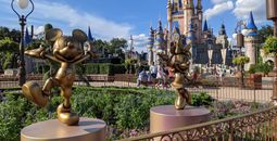 Mickey and Minnie Golden Sculptures at Magic Kingdom