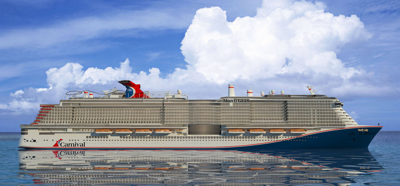 Image: A rendering of Mardi Gras, Carnival's newest ship in 2021. (Photo via Carnival Cruise Line)