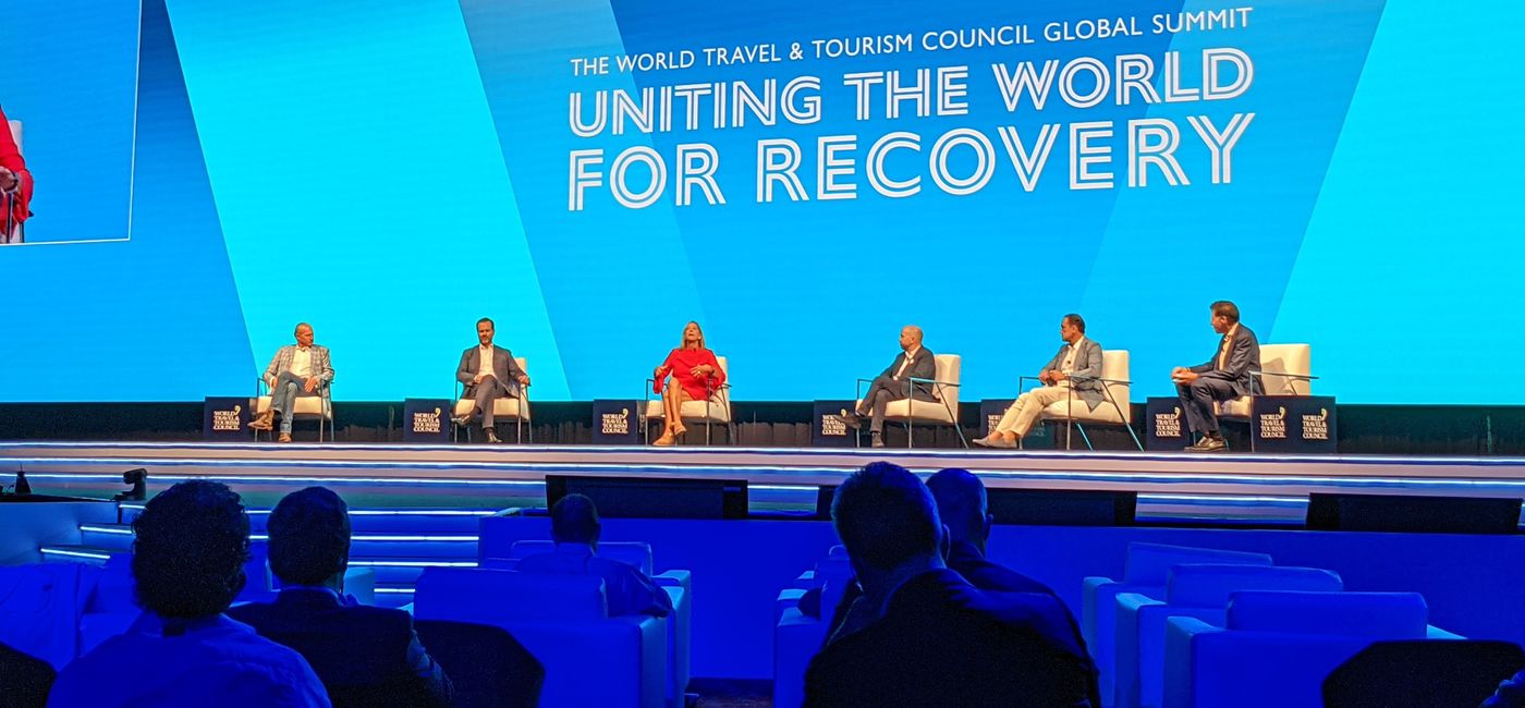 Image: Panelists at 2021 WTTC Global Summit discuss how travel can recover from COVID-19 (photo by Eric Bowman)