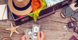 travel, save, savings, money, cash, discounts, deals, packing, suitcase, luggage, passport, phone, vacation, summer, beach