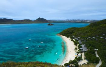 Aerial view of Hermitage bay beach, Antigua