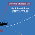 Map of the Titanic wreckage