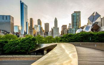 View of downtown Chicago, Illinois, from Lakefront Park.
