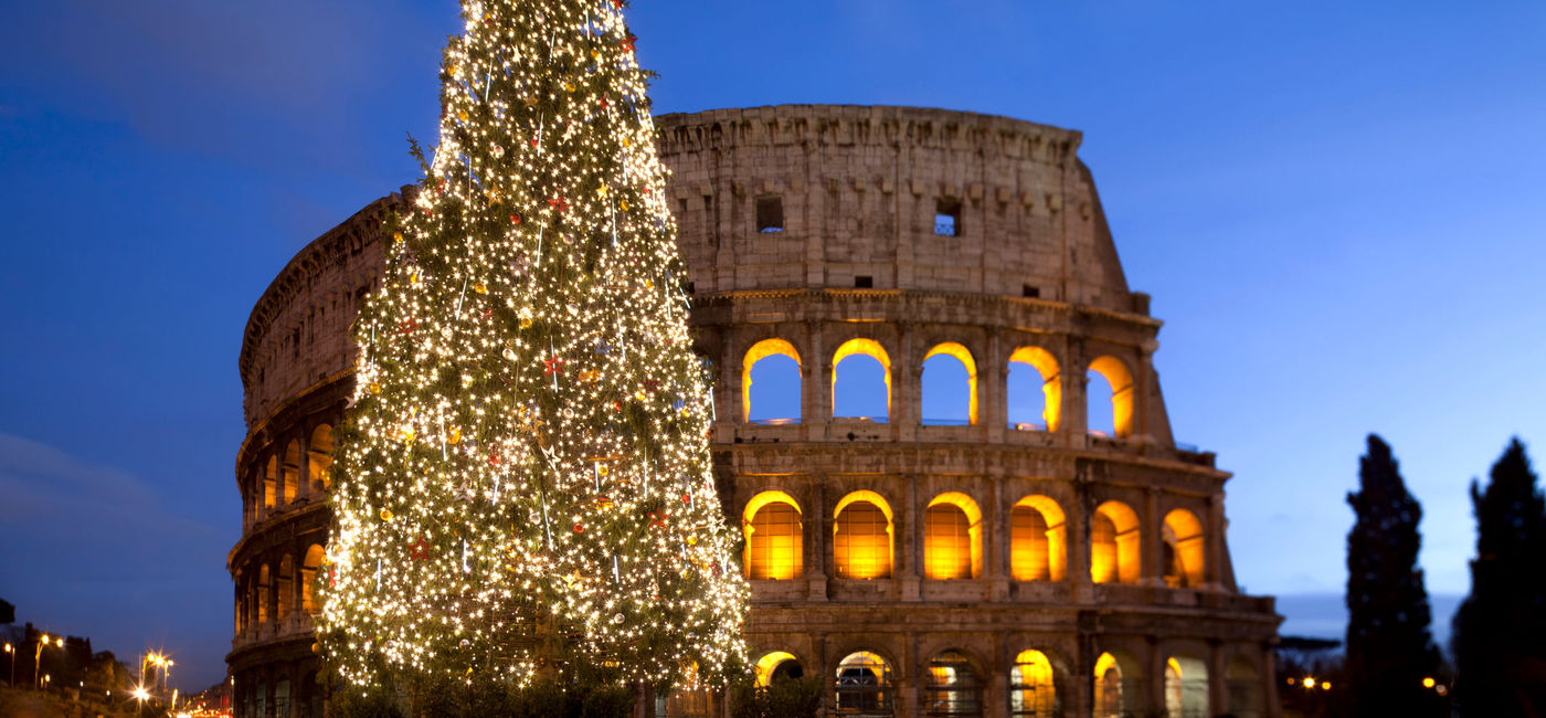 Image: Christmas tree by Coliseum in Rome, Italy (Photo via  ROMAOSLO / Getty Images / E+)