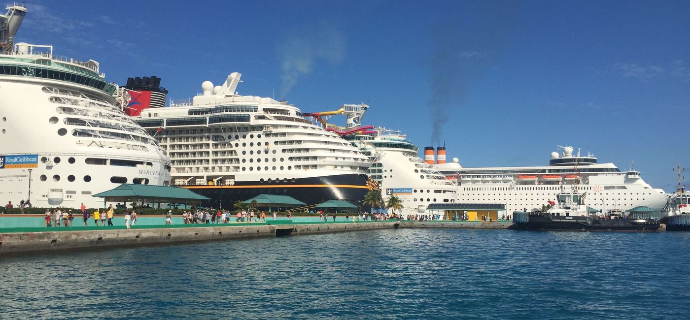 Image: A line of docked cruise ships. (photo by Patrick Clarke)