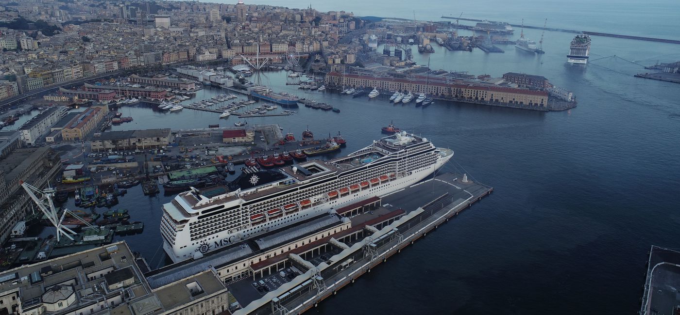 Image: MSC Grandiosa departs Genoa. (photo via MSC Cruises Media)