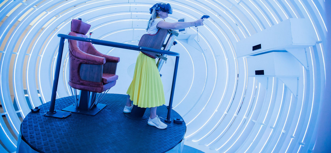 Image: PHOTO: The 'Fly' virtual-reality experience at the BA 2119: Flight of the Future exhibition. (Photo courtesy of British Airways)