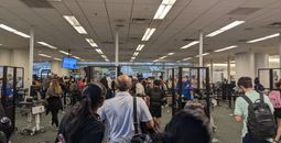 TSA check in line, airport security