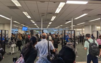 TSA check in line, airport security