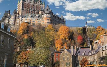 Fall foliage at Le Chateau Frontenac in Quebec City